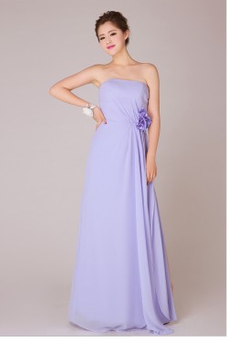 A-Line Strapless Long Chiffon Bridesmaid Dresses/Evening Dresses BD010556