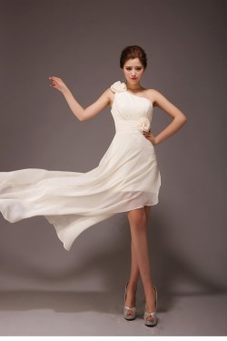 A-Line High Low One-Shoulder Chiffon Bridesmaid Dresses/Evening Dresses BD010558