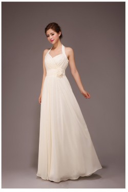 A-Line Halter Long Chiffon Bridesmaid Dresses/Evening Dresses BD010559