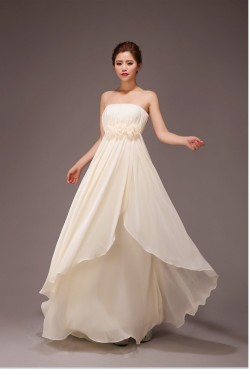 A-Line Strapless Long Chiffon Bridesmaid Dresses/Evening Dresses BD010560