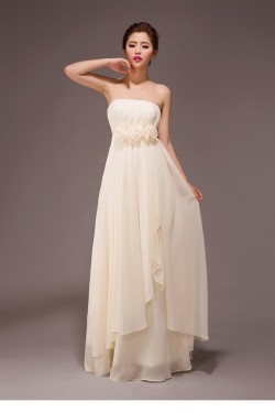 A-Line Strapless Long Chiffon Bridesmaid Dresses/Evening Dresses BD010560