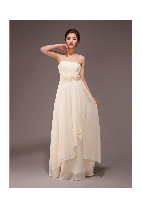 A-Line Strapless Long Chiffon Bridesmaid Dresses/Evening Dresses BD010560