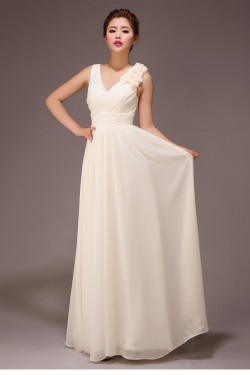 A-Line V-Neck Long Chiffon Bridesmaid Dresses/Evening Dresses BD010562