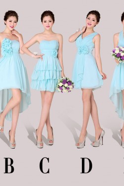 A-Line Short Blue Chiffon Bridesmaid Dresses/Evening Dresses BD010564