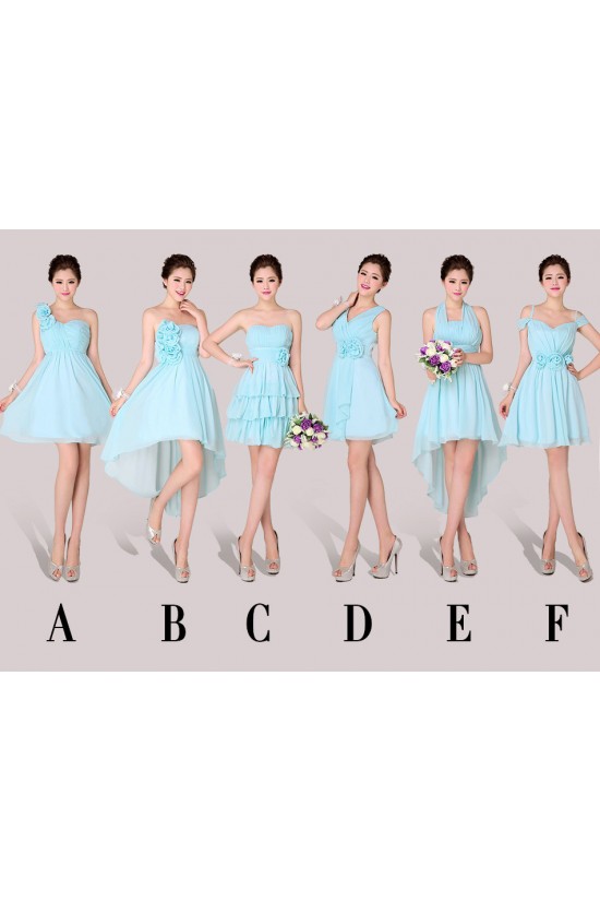 A-Line Short Blue Chiffon Bridesmaid Dresses/Evening Dresses BD010564