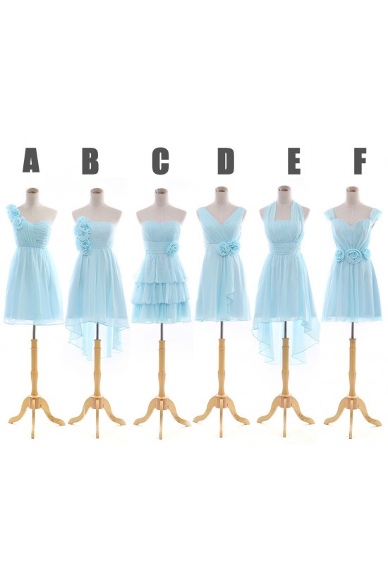 A-Line Short Blue Chiffon Bridesmaid Dresses/Evening Dresses BD010564