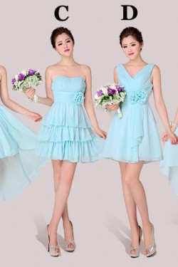 A-Line Short Blue Chiffon Bridesmaid Dresses/Evening Dresses BD010564