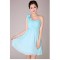 A-Line One-Shoulder Short Blue Chiffon Bridesmaid Dresses/Evening Dresses BD010565