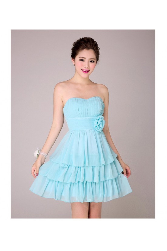 A-Line Strapless Short Blue Chiffon Bridesmaid Dresses/Evening Dresses BD010567 A-Line Strapless Short Blue Chiffon Bridesmaid Dresses/Evening Dresses BD010567