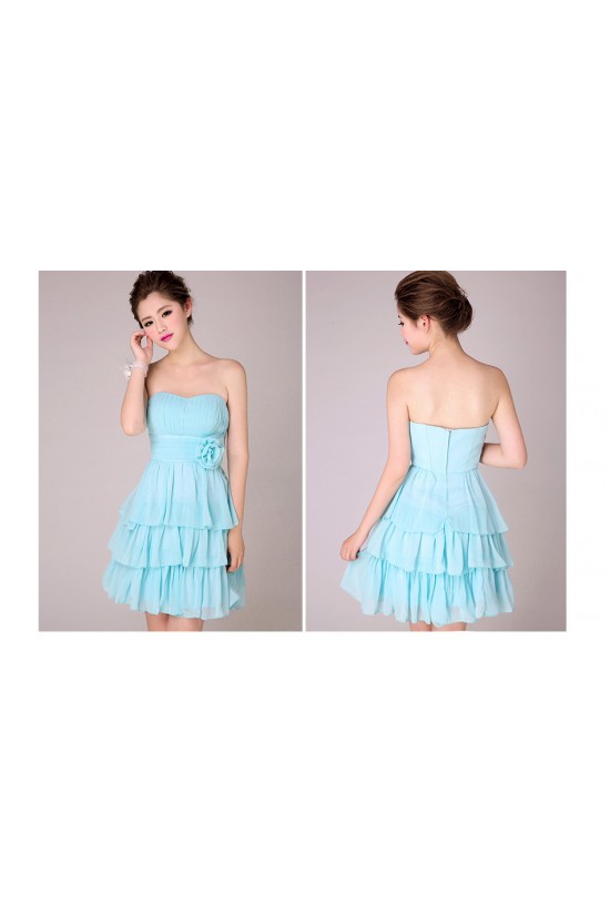 A-Line Strapless Short Blue Chiffon Bridesmaid Dresses/Evening Dresses BD010567 A-Line Strapless Short Blue Chiffon Bridesmaid Dresses/Evening Dresses BD010567
