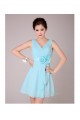 A-Line V-Neck Short Blue Chiffon Bridesmaid Dresses/Evening Dresses BD010568