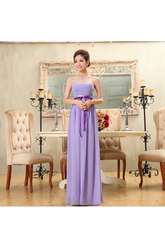 A-Line Strapless Long Purple Chiffon Bridesmaid Dresses/Evening Dresses BD010571