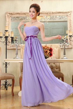 A-Line Strapless Long Purple Chiffon Bridesmaid Dresses/Evening Dresses BD010571