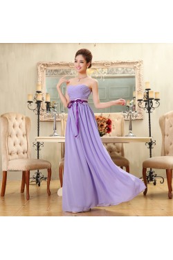 A-Line Strapless Long Purple Chiffon Bridesmaid Dresses/Evening Dresses BD010571
