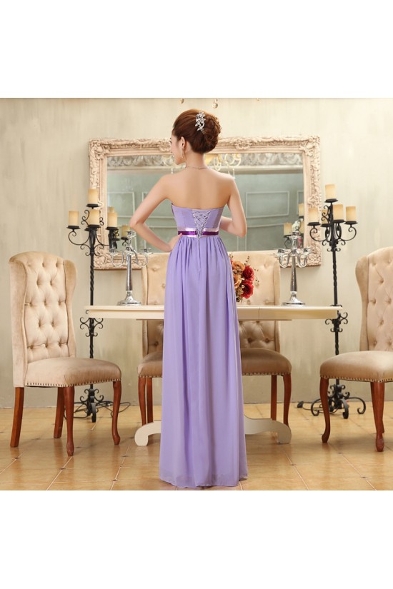 A-Line Strapless Long Purple Chiffon Bridesmaid Dresses/Evening Dresses BD010571