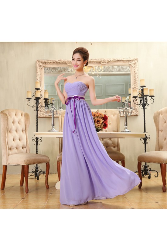 A-Line Strapless Long Purple Chiffon Bridesmaid Dresses/Evening Dresses BD010571