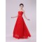 A-Line Strapless Long Red Chiffon Bridesmaid Dresses/Evening Dresses BD010572