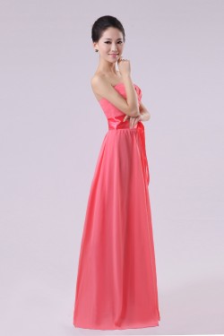 A-Line Strapless Long Chiffon Bridesmaid Dresses/Evening Dresses BD010573