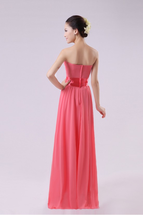 A-Line Strapless Long Chiffon Bridesmaid Dresses/Evening Dresses BD010573