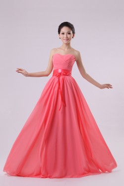A-Line Strapless Long Chiffon Bridesmaid Dresses/Evening Dresses BD010573