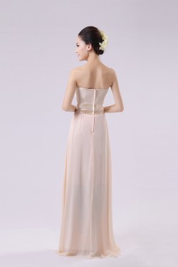 A-Line Strapless Long Chiffon Bridesmaid Dresses/Evening Dresses BD010574