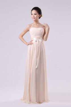 A-Line Strapless Long Chiffon Bridesmaid Dresses/Evening Dresses BD010574