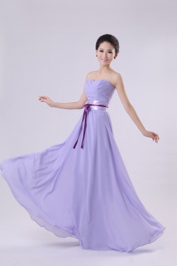 A-Line Strapless Long Chiffon Bridesmaid Dresses/Evening Dresses BD010576