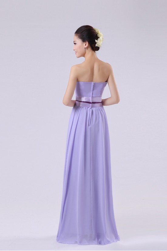 A-Line Strapless Long Chiffon Bridesmaid Dresses/Evening Dresses BD010576