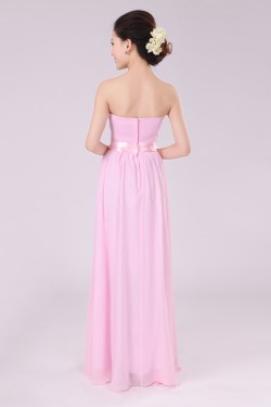 A-Line Strapless Long Pink Chiffon Bridesmaid Dresses/Evening Dresses BD010578