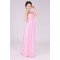 A-Line Strapless Long Pink Chiffon Bridesmaid Dresses/Evening Dresses BD010578