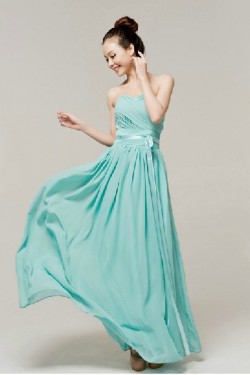 A-Line Strapless Long Chiffon Bridesmaid Dresses/Evening Dresses BD010579