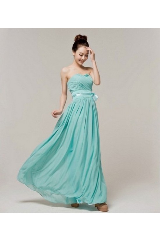 A-Line Strapless Long Chiffon Bridesmaid Dresses/Evening Dresses BD010579