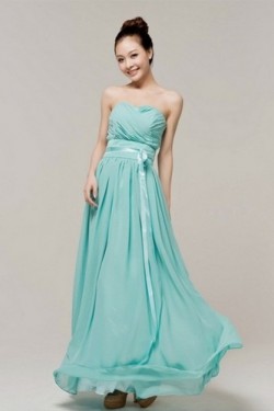 A-Line Strapless Long Chiffon Bridesmaid Dresses/Evening Dresses BD010579