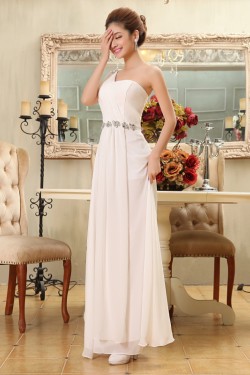 A-Line One-Shoulder Beaded Long Chiffon Bridesmaid Dresses/Evening Dresses BD010580