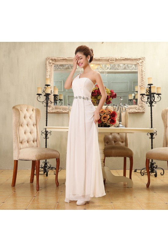 A-Line One-Shoulder Beaded Long Chiffon Bridesmaid Dresses/Evening Dresses BD010580 A-Line One-Shoulder Beaded Long Chiffon Bridesmaid Dresses/Evening Dresses BD010580
