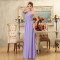 A-Line One-Shoulder Beaded Long Lilac Chiffon Bridesmaid Dresses/Evening Dresses BD010583