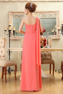 A-Line One-Shoulder Beaded Long Chiffon Bridesmaid Dresses/Evening Dresses BD010584
