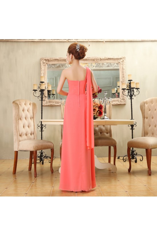 A-Line One-Shoulder Beaded Long Chiffon Bridesmaid Dresses/Evening Dresses BD010584 A-Line One-Shoulder Beaded Long Chiffon Bridesmaid Dresses/Evening Dresses BD010584