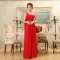 A-Line One-Shoulder Beaded Long Red Chiffon Bridesmaid Dresses/Evening Dresses BD010586