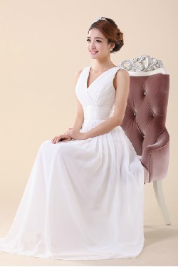 A-Line V-Neck Long Chiffon Bridesmaid Dresses/Evening Dresses BD010587