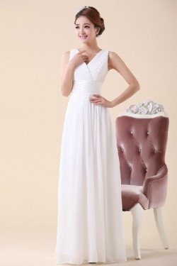 A-Line V-Neck Long Chiffon Bridesmaid Dresses/Evening Dresses BD010587