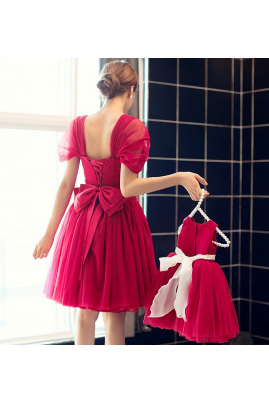 Short Cap-Sleeve Tulle Bridesmaid Dresses/Evening Dresses BD010589 Short Cap-Sleeve Tulle Bridesmaid Dresses/Evening Dresses BD010589