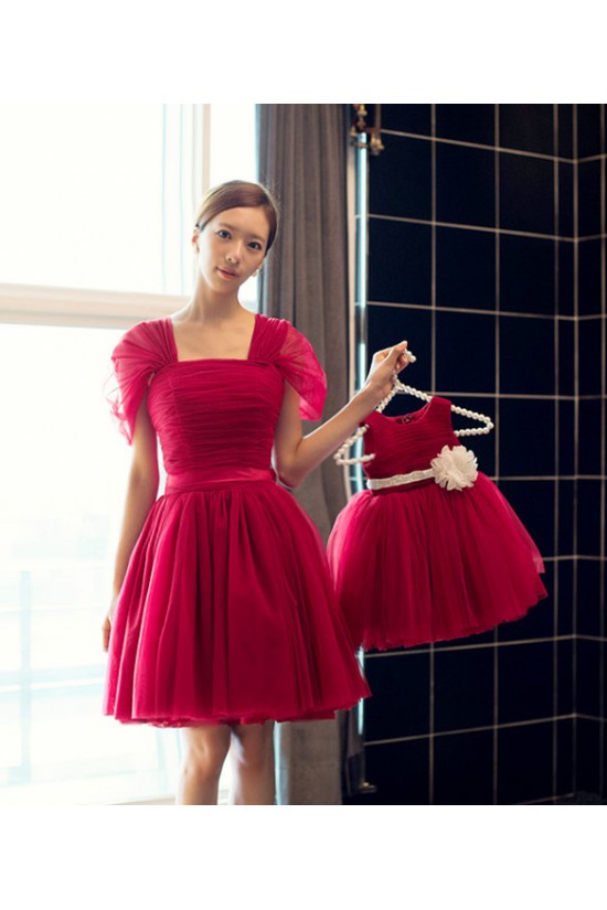 Short Cap-Sleeve Tulle Bridesmaid Dresses/Evening Dresses BD010589 Short Cap-Sleeve Tulle Bridesmaid Dresses/Evening Dresses BD010589