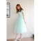 Short Cap-Sleeve Tulle Blue Bridesmaid Dresses/Evening Dresses BD010592
