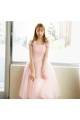 Short Cap-Sleeve Tulle Pink Bridesmaid Dresses/Evening Dresses BD010593