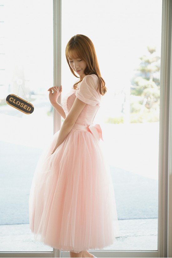 Short Cap-Sleeve Tulle Pink Bridesmaid Dresses/Evening Dresses BD010593 Short Cap-Sleeve Tulle Pink Bridesmaid Dresses/Evening Dresses BD010593