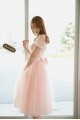 Short Cap-Sleeve Tulle Pink Bridesmaid Dresses/Evening Dresses BD010593 Short Cap-Sleeve Tulle Pink Bridesmaid Dresses/Evening Dresses BD010593