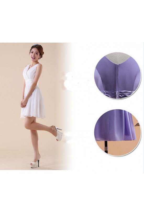 A-Line V-Neck Short Chiffon Bridesmaid Dresses/Evening Dresses BD010595