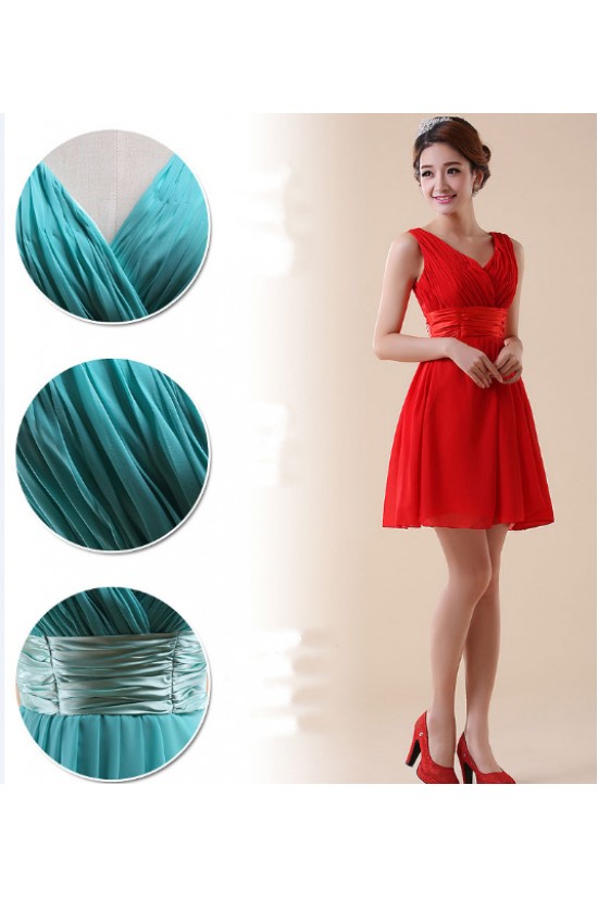 A-Line V-Neck Short Chiffon Bridesmaid Dresses/Evening Dresses BD010595