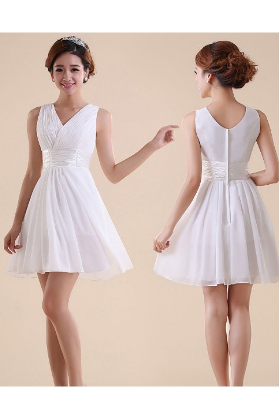 A-Line V-Neck Short Chiffon Bridesmaid Dresses/Evening Dresses BD010595